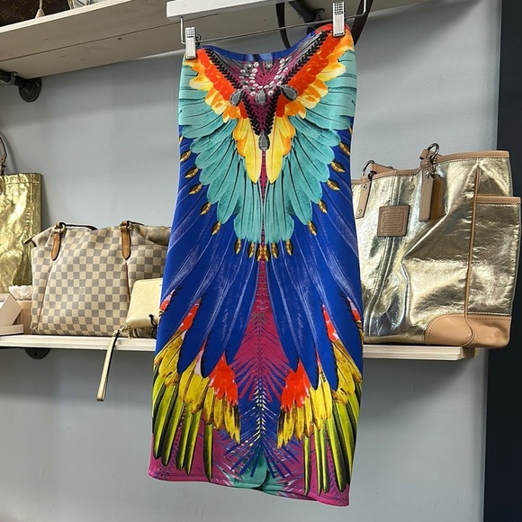 Hale Bob Blue and Green Sheath Midi Dress Spaghetti Strap - Picture 2 of 10